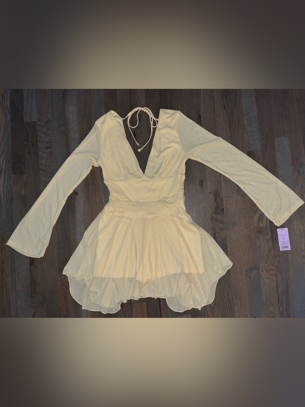 NWT Wild Fable Yellow Mesh Romper Dress M Fairy Coquette Mini
